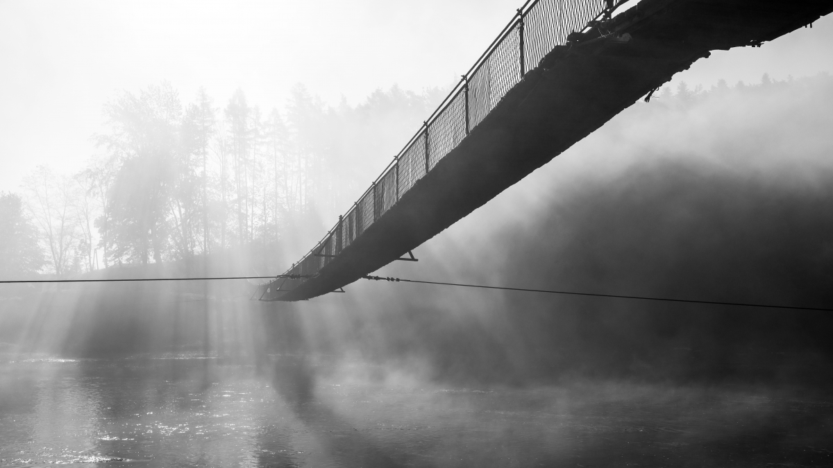 Footbridge in the fog
