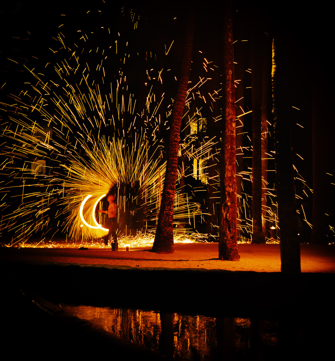 Man playing with fire