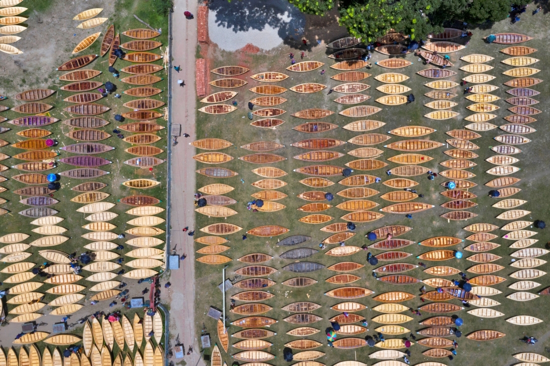 Largest Boat selling market makes a beautiful pattern under open sky