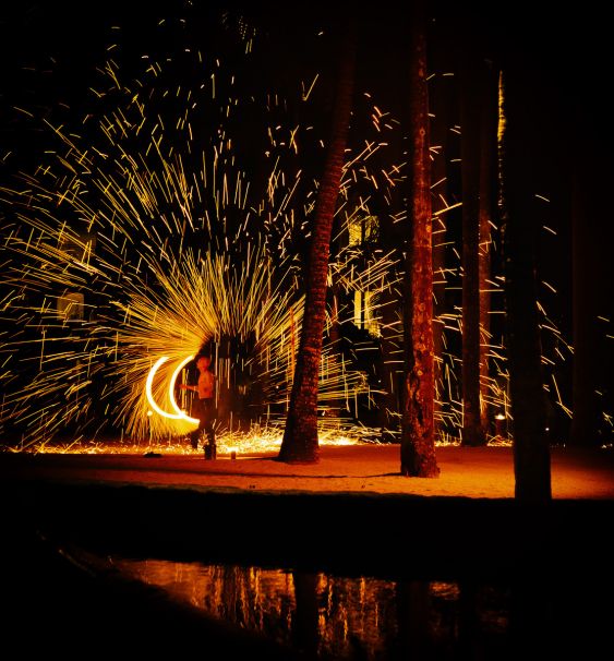 Man playing with fire